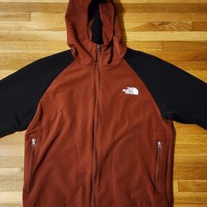 North Face Men's Burnt Red Black Jacket Medium Windproof Water Resistant Hood